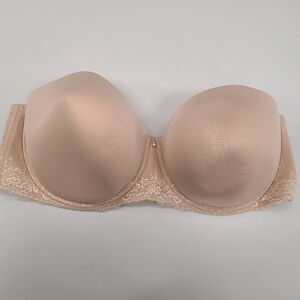 Torrid Beige Lace Strapless Bra 48DDD